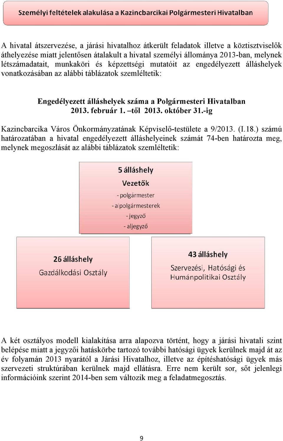 október 31.-ig Kazincbarcika Város Önkormányzatának Képviselő-testülete a 9/2013. (I.18.