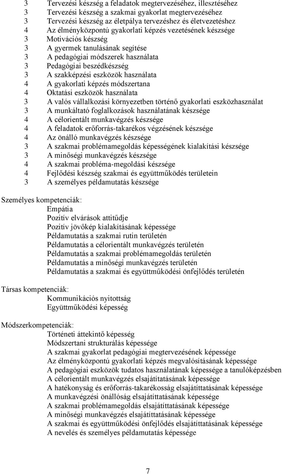 használata 4 gyakorlati képzés módszertana 4 Oktatási eszközök használata 3 valós vállalkozási környezetben történő gyakorlati eszközhasználat 3 munkáltató foglalkozások használatának készsége 4