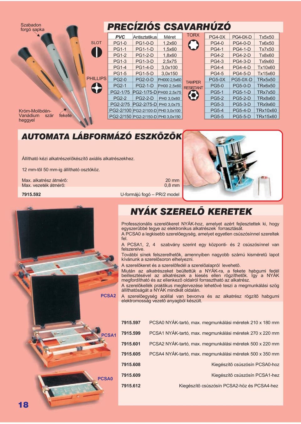 PG2-2/100 PG2-2/100-D PH0 3,0x100 PG2-2/150 PG2-2/150-D PH0 3,0x150 TORX TAMPER RESISTANT PG4-0X PG4-0X-D Tx5x50 PG4-0 PG4-0-D Tx6x50 PG4-1 PG4-1-D Tx7x50 PG4-2 PG4-2-D Tx8x60 PG4-3 PG4-3-D Tx9x60