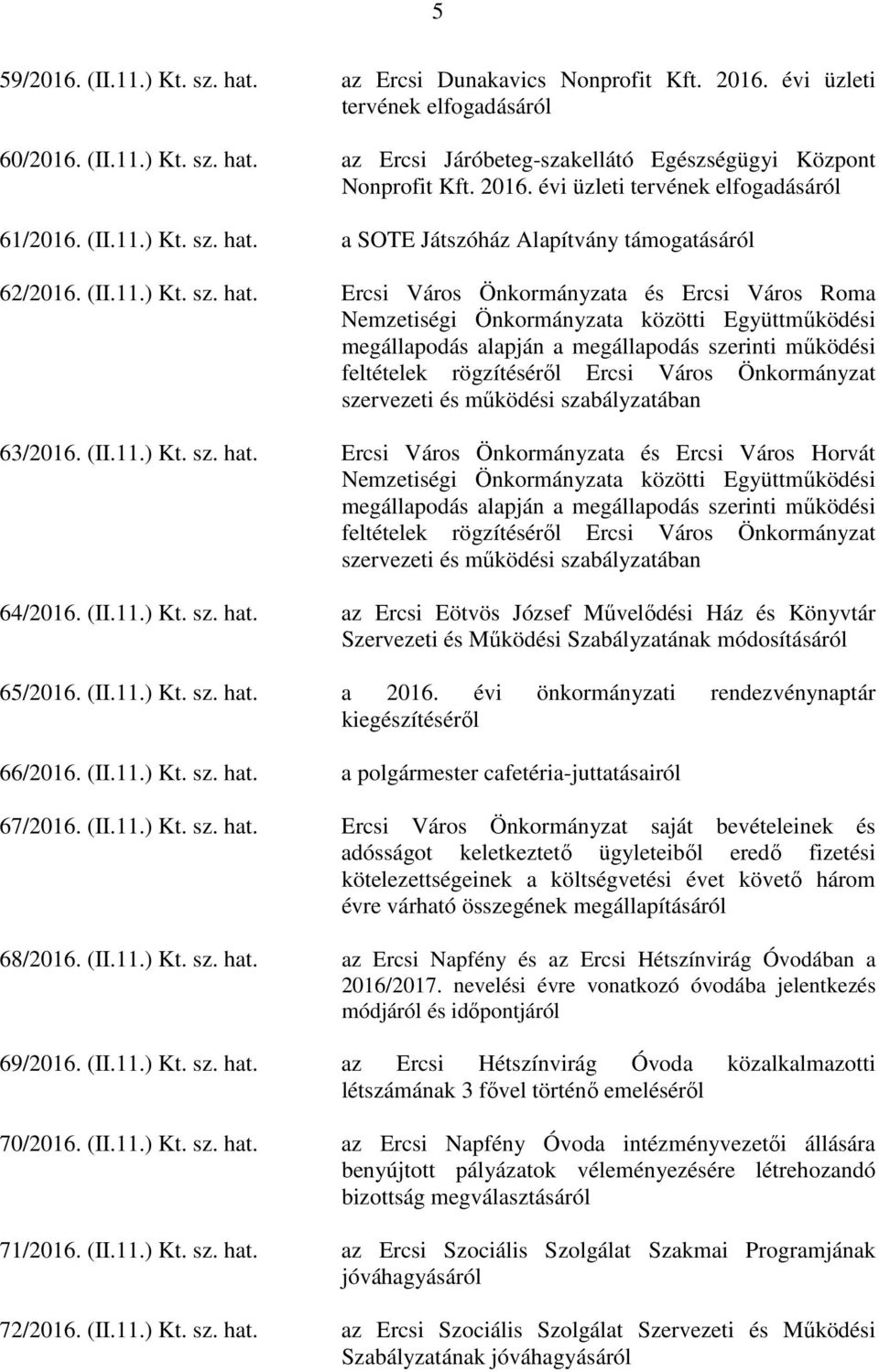 a SOTE Játszóház Alapítvány támogatásáról 62/2016. (II.11.) Kt. sz. hat.