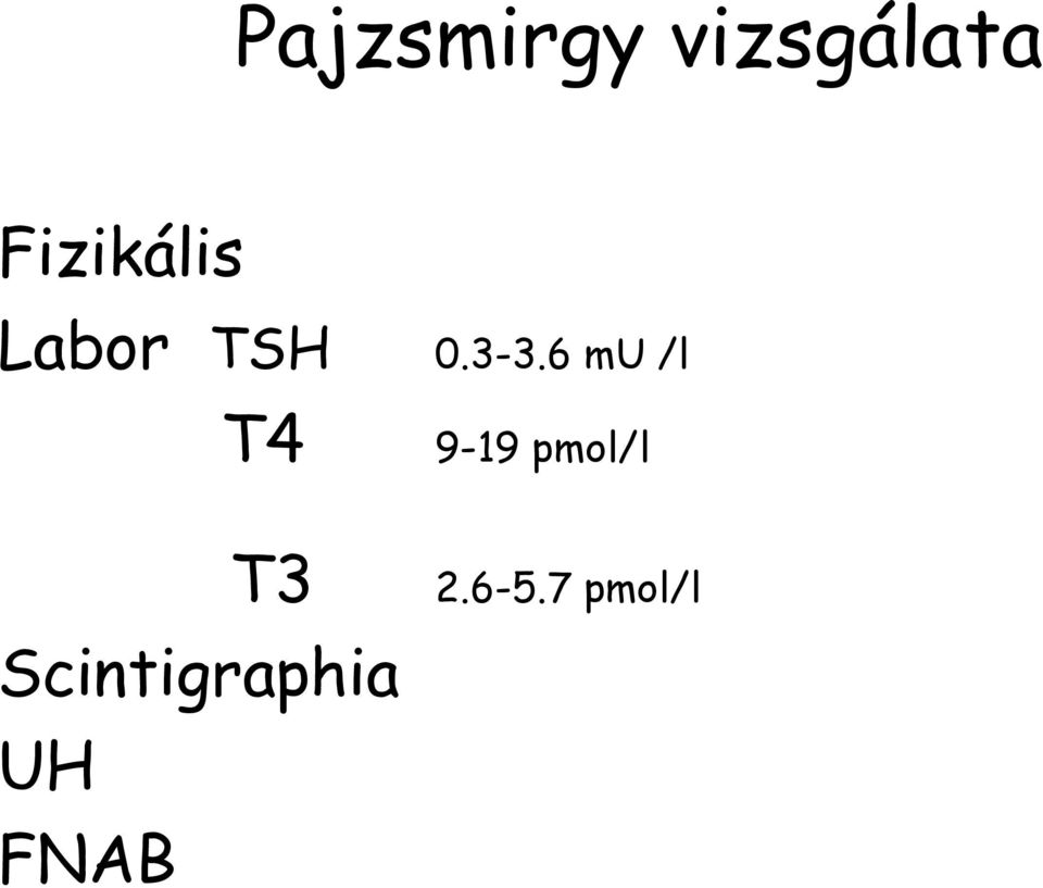 6 mu /l T4 9-19 pmol/l T3