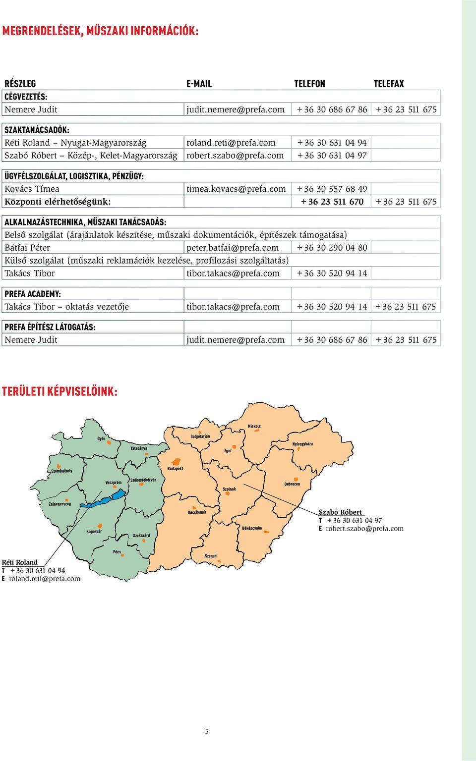 com +3 30 557 8 9 Központi elérhetőségünk: +3 23 5 70 +3 23 5 75 ALKALMAZÁSTECHNIKA, MŰSZAKI TANÁCSADÁS: Belső szolgálat (árajánlatok készítése, műszaki dokumentációk, építészek támogatása) Bátfai