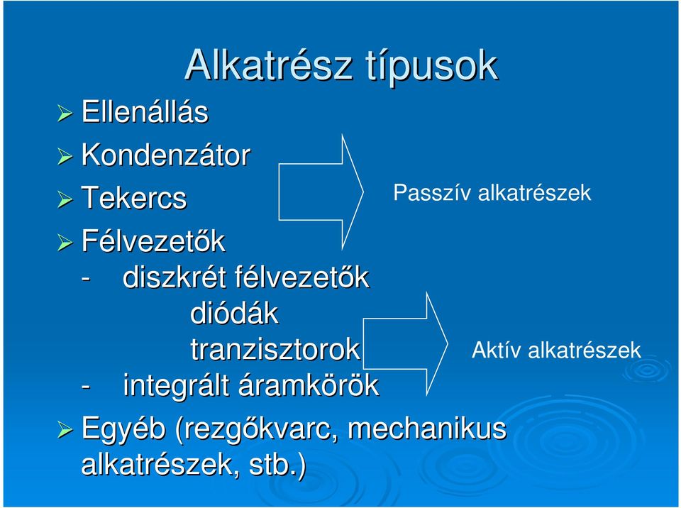 tranzisztorok - integrált áramkörök Egyéb b (rezgıkvarc,