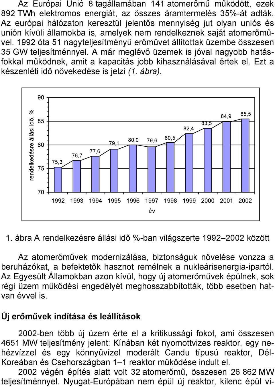 1992 óta 51 nagyteljesítményű erőművet állítottak üzembe összesen 35 GW teljesítménnyel. A már meglévő üzemek is jóval nagyobb hatásfokkal működnek, amit a kapacitás jobb kihasználásával értek el.