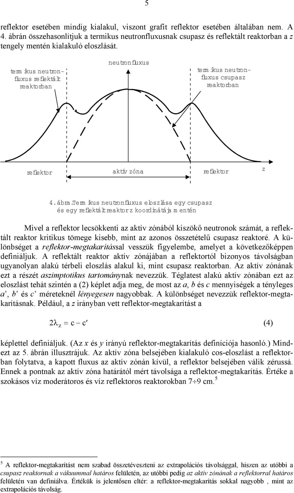 ter ikus neutronfluxus reflektált reaktorban neutro n fluxus ter ikus neutronfluxus csupasz reaktorban re flektor aktív zóna re flektor z 4.ábra.