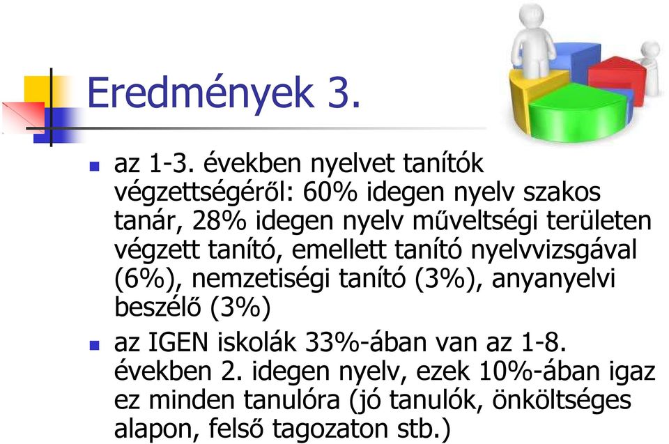 veltségi területen végzett tanító, emellett tanító nyelvvizsgával (6%), nemzetiségi tanító (3%),