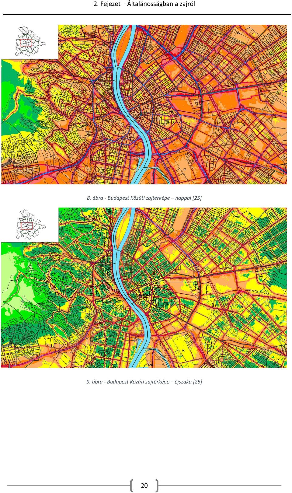 ábra - Budapest Közúti zajtérképe