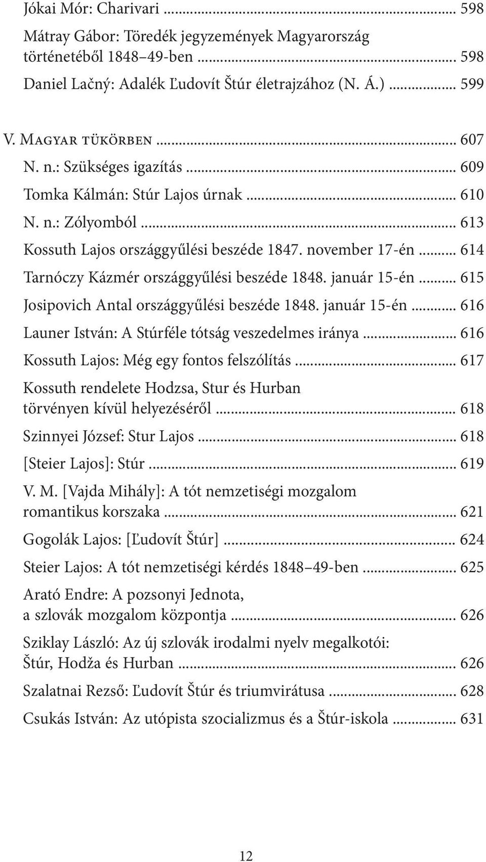 január 15-én... 615 Josipovich Antal országgyűlési beszéde 1848. január 15-én... 616 Launer István: A Stúrféle tótság veszedelmes iránya... 616 Kossuth Lajos: Még egy fontos felszólítás.