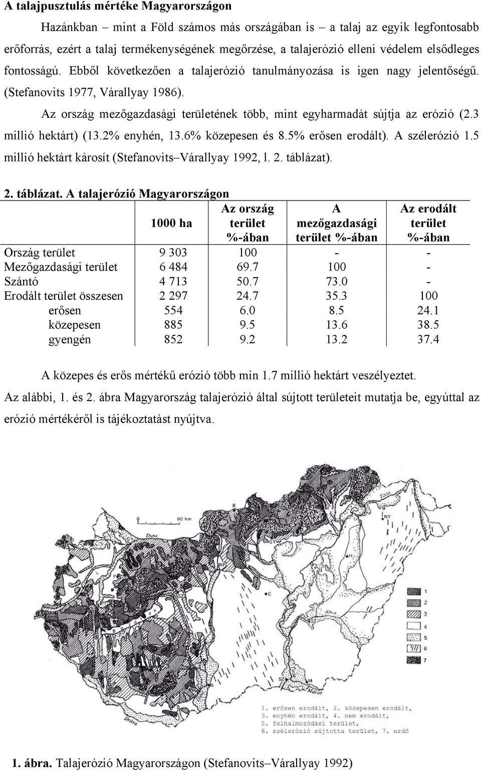 Az ország mezőgazdasági területének több, mint egyharmadát sújtja az erózió (2.3 millió hektárt) (13.2% enyhén, 13.6% közepesen és 8.5% erősen erodált). A szélerózió 1.