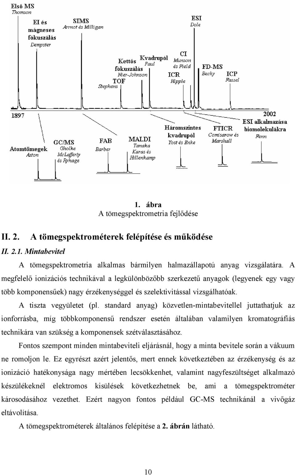 standard anyag) közvetlenmintabevitellel juttathatjuk az ionforrásba, míg többkomponensű rendszer esetén általában valamilyen kromatográfiás technikára van szükség a komponensek szétválasztásához.