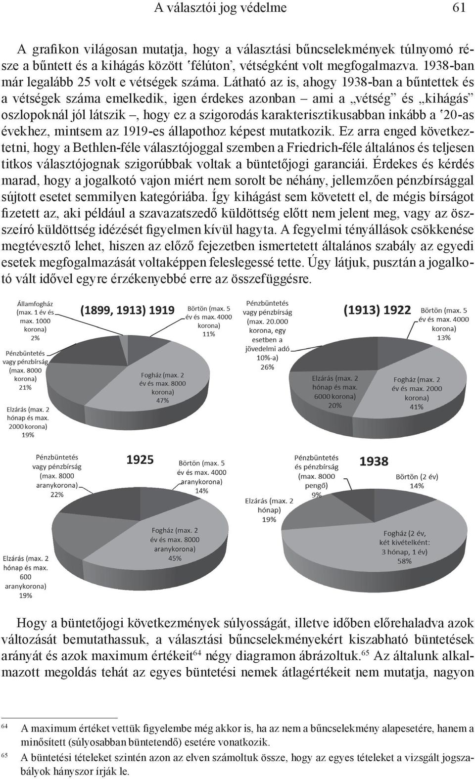 Látható az is, ahogy 1938-ban a bűntettek és a vétségek száma emelkedik, igen érdekes azonban ami a vétség és kihágás oszlopoknál jól látszik, hogy ez a szigorodás karakterisztikusabban inkább a