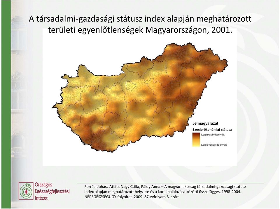 Forrás: Juhász Attila, Nagy Csilla, Páldy Anna A magyar lakosság társadalmi gazdasági