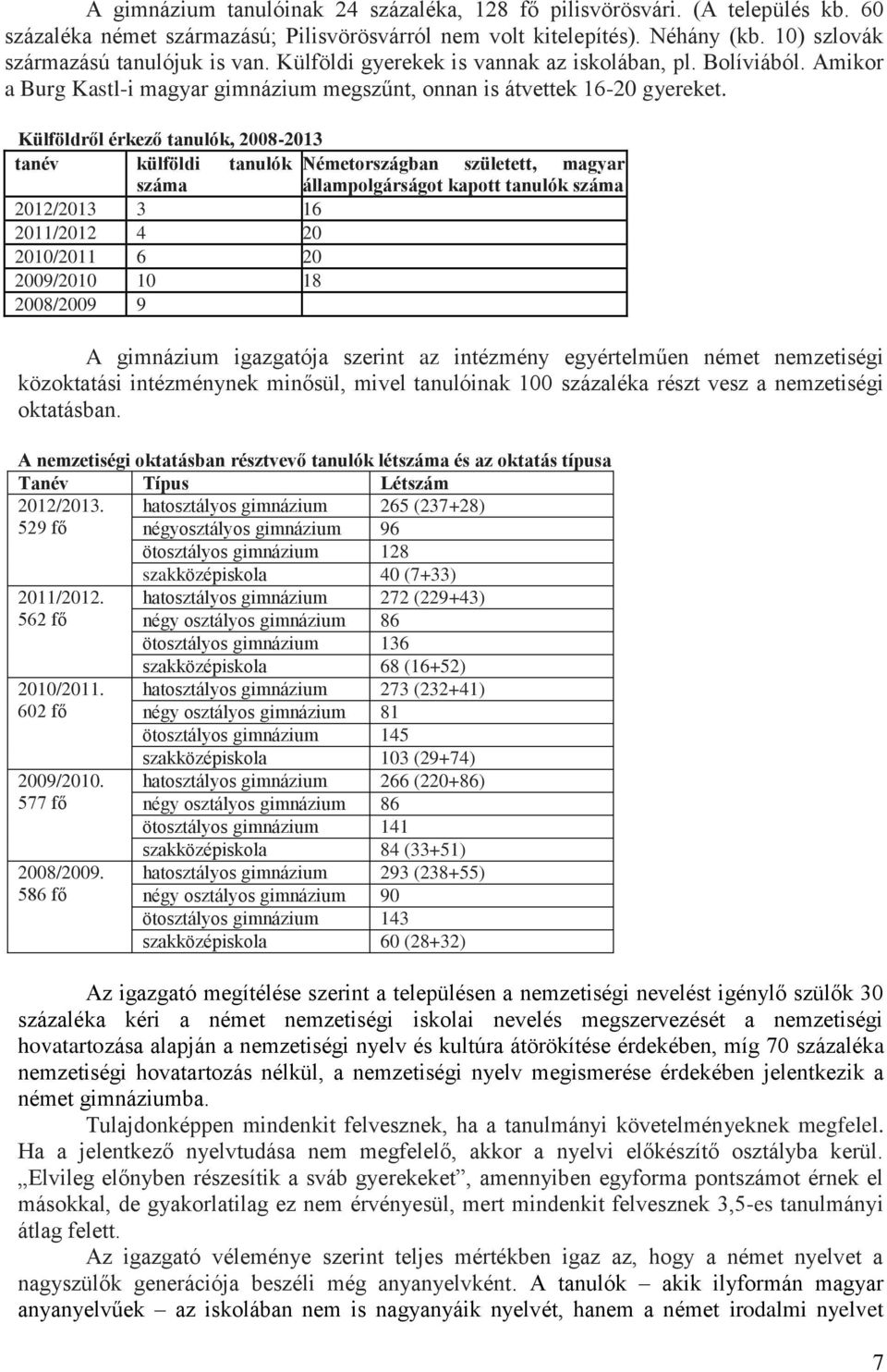 Külföldről érkező tanulók, 2008-2013 tanév külföldi tanulók Németországban született, magyar száma állampolgárságot kapott tanulók száma 2012/2013 3 16 2011/2012 4 20 2010/2011 6 20 2009/2010 10 18