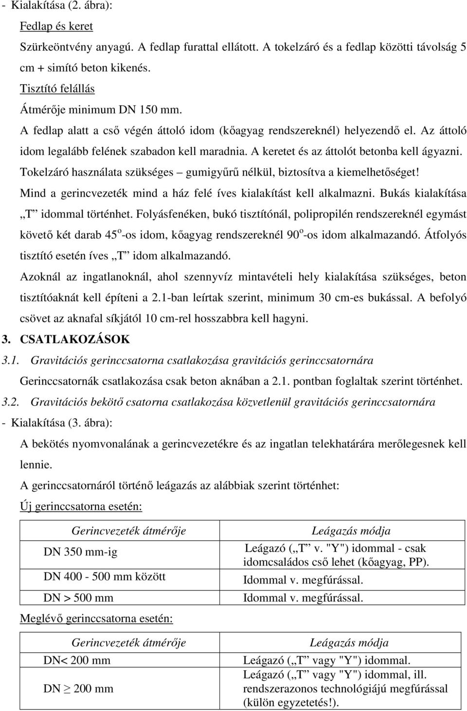 A keretet és az áttolót betonba kell ágyazni. Tokelzáró használata szükséges gumigyűrű nélkül, biztosítva a kiemelhetőséget! Mind a gerincvezeték mind a ház felé íves kialakítást kell alkalmazni.