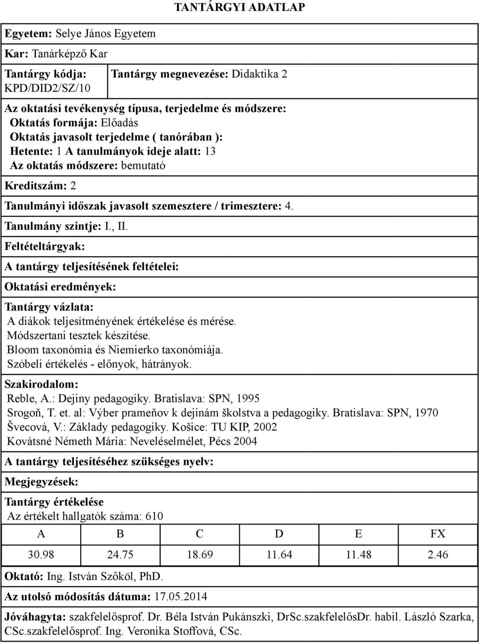 Reble, A.: Dejiny pedagogiky. Bratislava: SPN, 1995 Srogoň, T. et. al: Výber prameňov k dejinám školstva a pedagogiky. Bratislava: SPN, 1970 Švecová, V.: Základy pedagogiky.