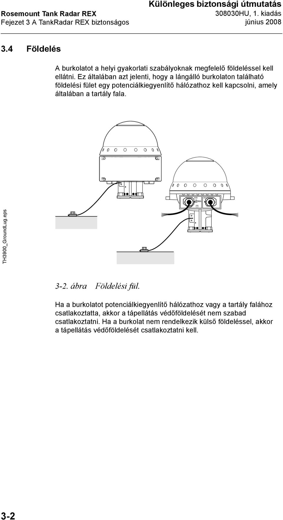 Ez általában azt jelenti, hogy a lángálló burkolaton található földelési fület egy potenciálkiegyenlítő hálózathoz kell kapcsolni, amely általában a tartály fala.