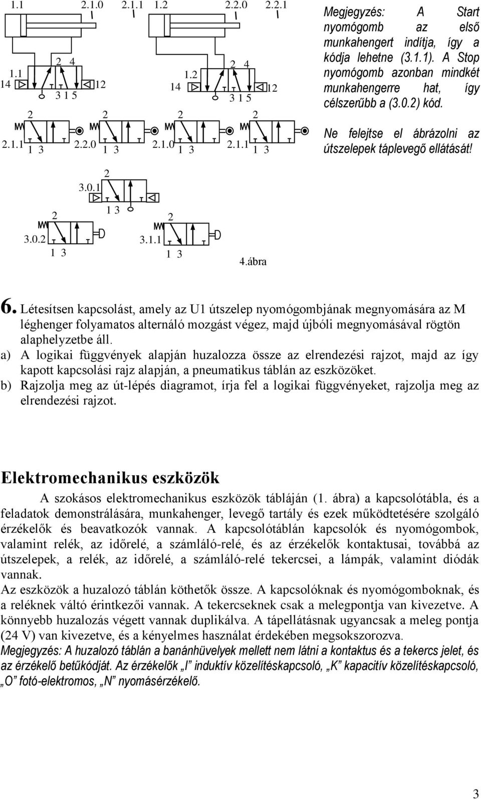 Létesítsen kapcsolást, amely az U1 útszelep nyomógombjának megnyomására az M léghenger folyamatos alternáló mozgást végez, majd újbóli megnyomásával rögtön alaphelyzetbe áll.