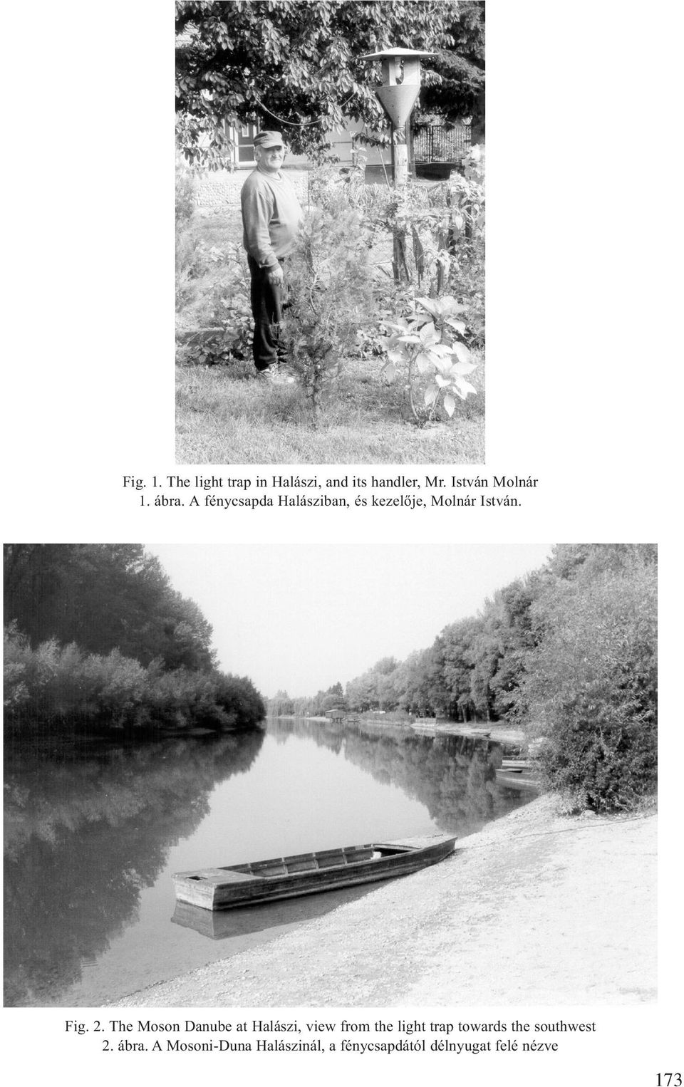 The Moson Danube at Halászi, view from the light trap towards the