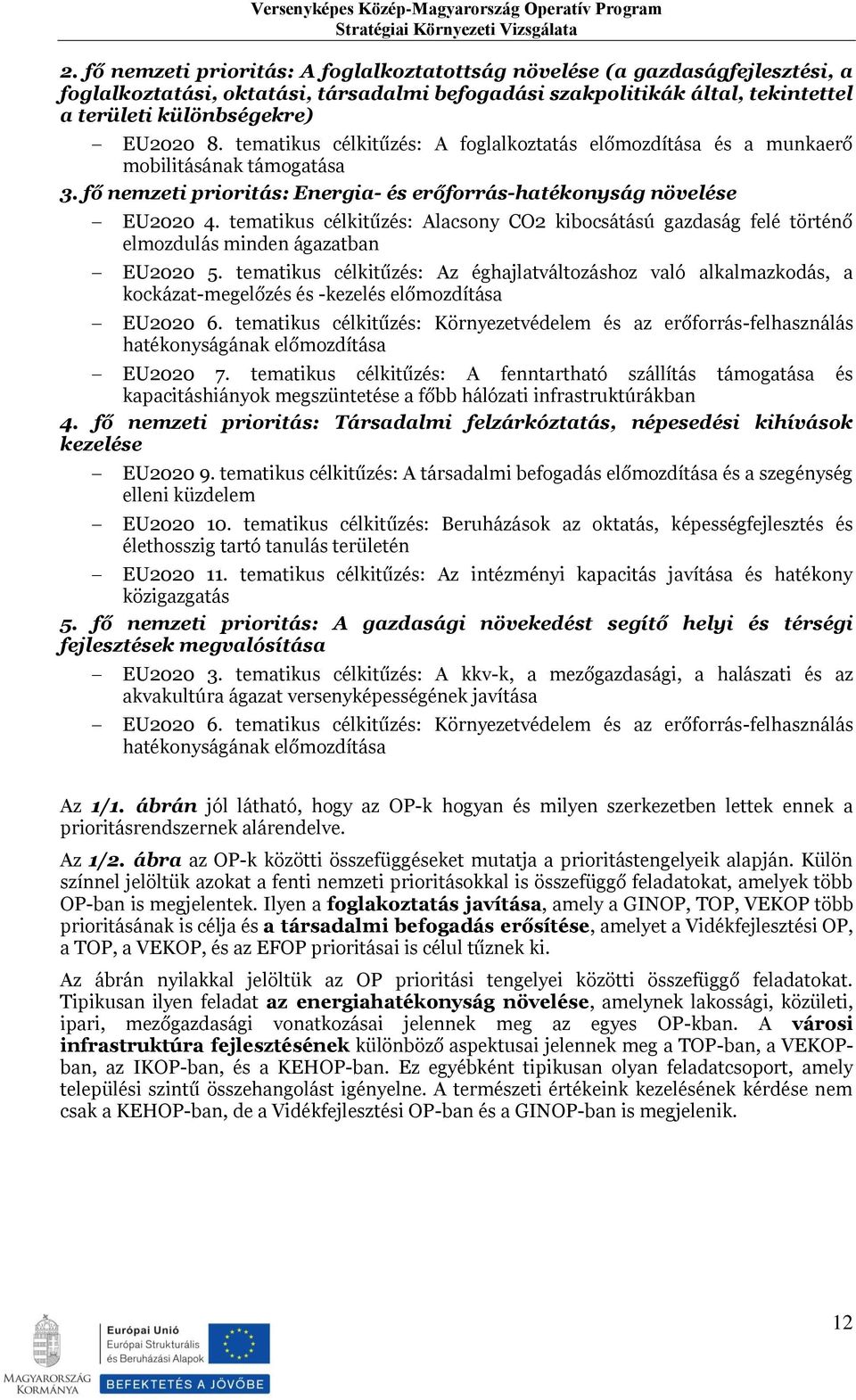 tematikus célkitűzés: Alacsony CO2 kibocsátású gazdaság felé történő elmozdulás minden ágazatban EU2020 5.