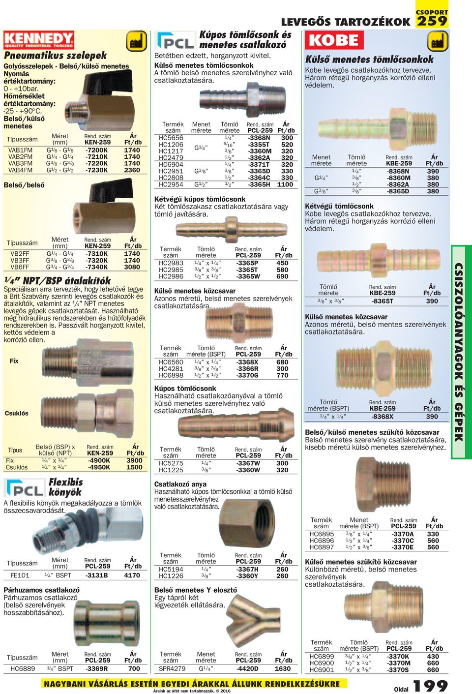 Méret (mm) KEN-259 VB2FF G 1/ 4 - G 1/ 4-7310K 1740 VB3FF G 3/ 8 - G 3/ 8-7320K 1740 VB6FF G 3/ 4 - G 3/ 4-7340K 3080 1/ 4 NPT/BSP átalakítók Speciálisan arra tervezték, hogy lehetõvé tegye a Brit