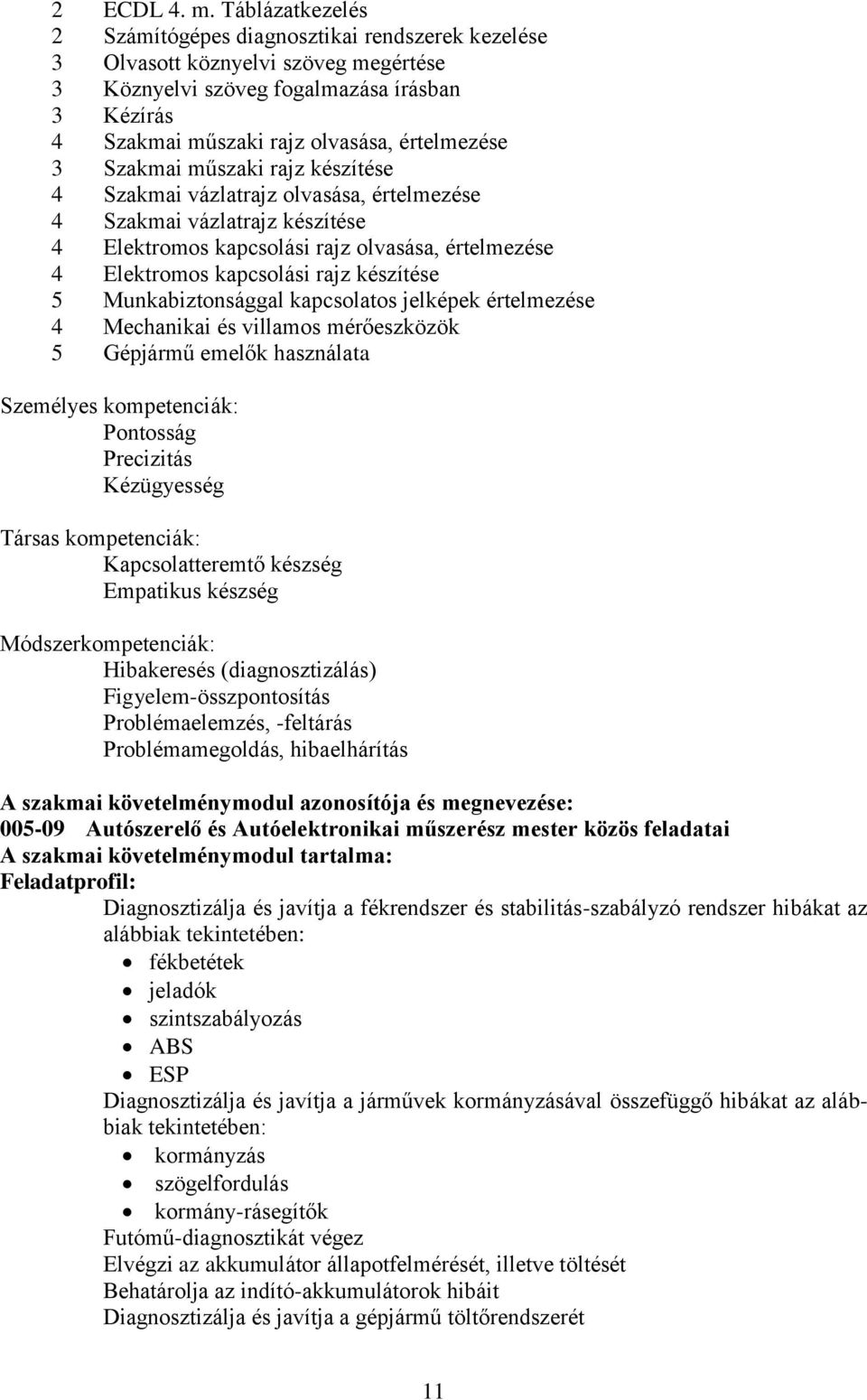 Szakmai műszaki rajz készítése 4 Szakmai vázlatrajz olvasása, értelmezése 4 Szakmai vázlatrajz készítése 4 Elektromos kapcsolási rajz olvasása, értelmezése 4 Elektromos kapcsolási rajz készítése 5