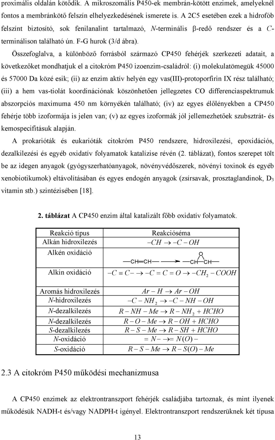 Összefoglalva, a különböző forrásból származó CP450 fehérjék szerkezeti adatait, a következőket mondhatjuk el a citokróm P450 izoenzim-családról: (i) molekulatömegük 45000 és 57000 Da közé esik; (ii)