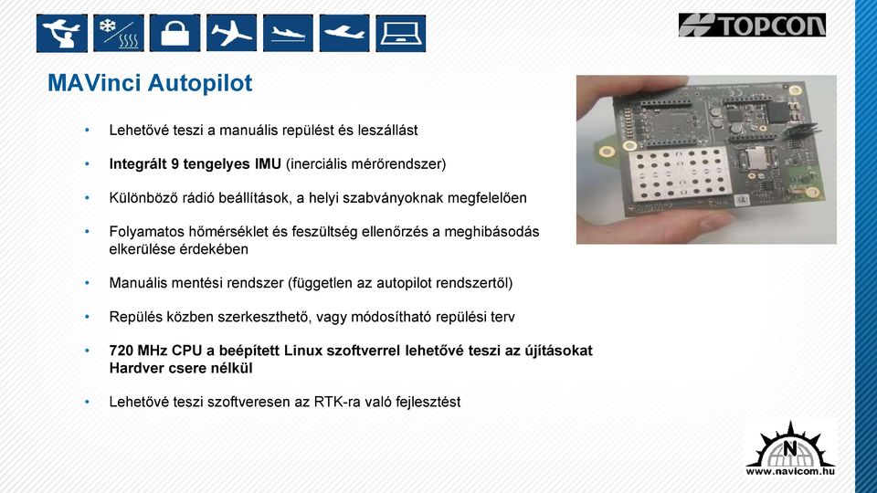 érdekében Manuális mentési rendszer (független az autopilot rendszertől) Repülés közben szerkeszthető, vagy módosítható repülési terv