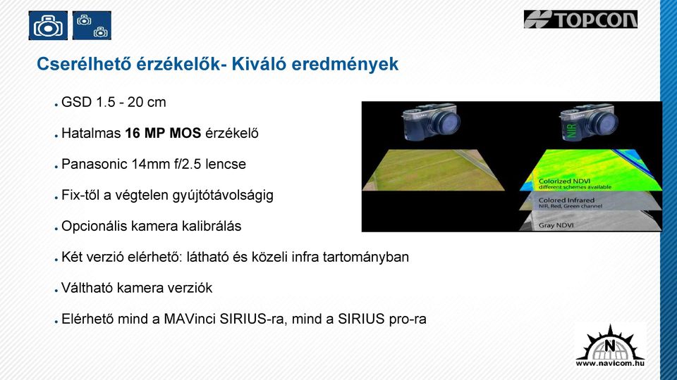 5 lencse Fix-től a végtelen gyújtótávolságig Opcionális kamera kalibrálás Két