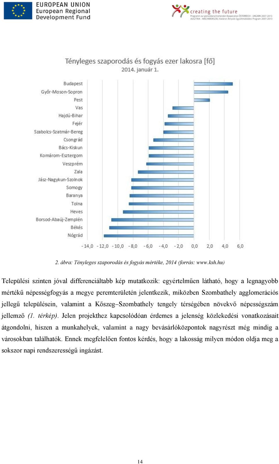 Szombathely agglomerációs jellegű településein, valamint a Kőszeg Szombathely tengely térségében növekvő népességszám jellemző (1. térkép).