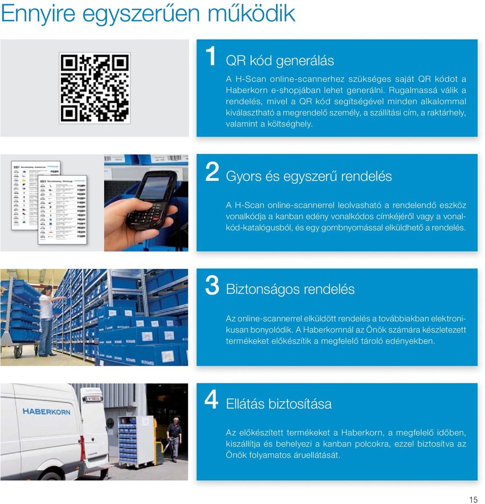 2 Gyors és egyszerű rendelés A H-Scan online-scannerrel leolvasható a rendelendő eszköz vonalkódja a kanban edény vonalkódos címkéjéről vagy a vonalkód-katalógusból, és egy gombnyomással elküldhető a