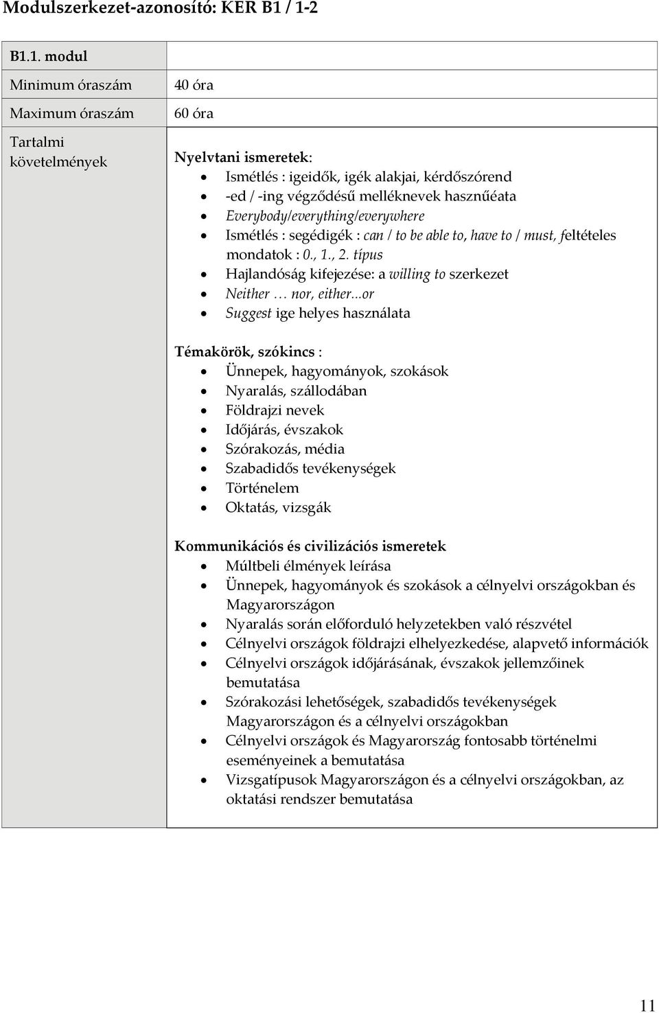 segédigék : can / to be able to, have to / must, feltételes mondatok : 0., 1., 2. típus Hajlandóság kifejezése: a willing to szerkezet Neither nor, either.