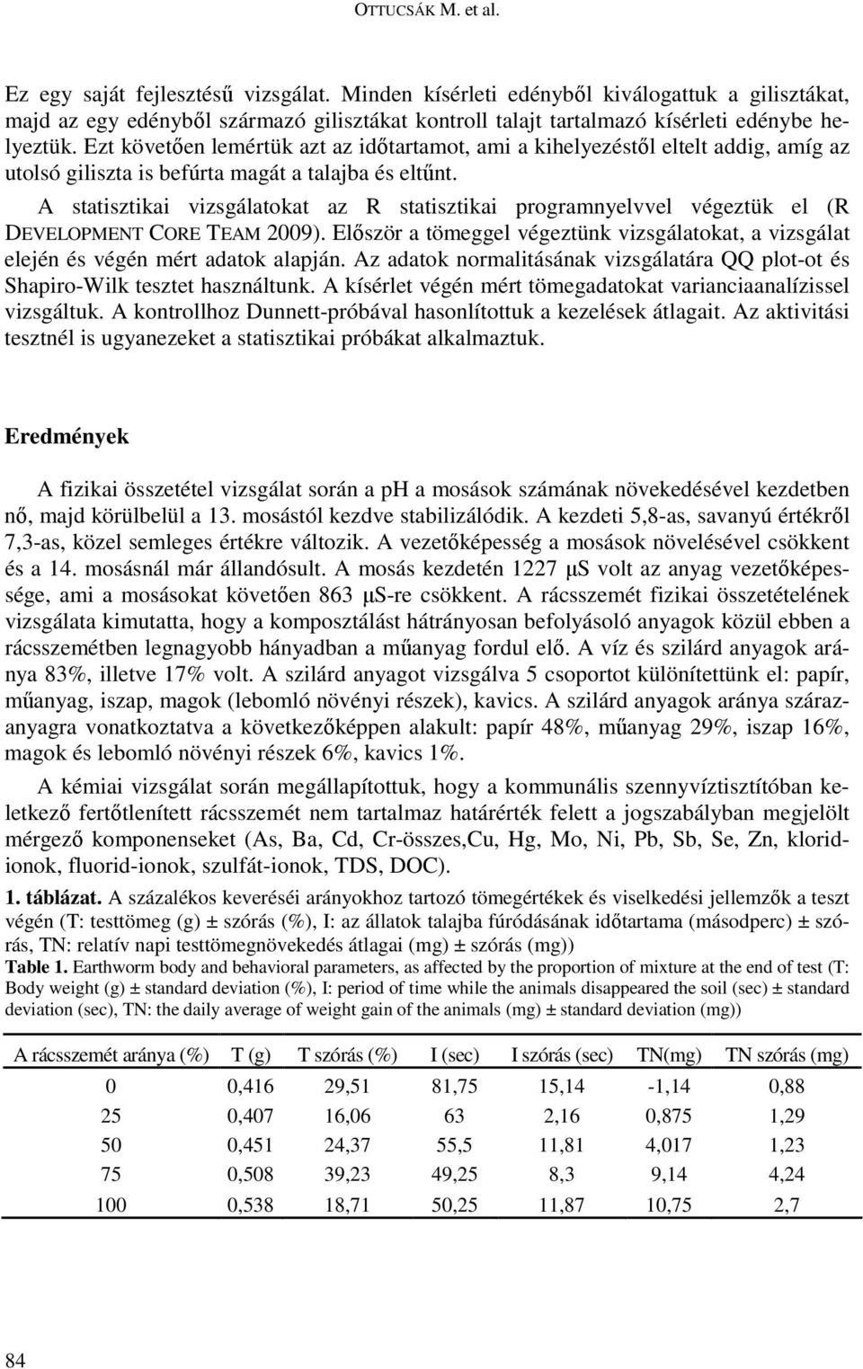 Ezt követıen lemértük azt az idıtartamot, ami a kihelyezéstıl eltelt addig, amíg az utolsó giliszta is befúrta magát a talajba és eltőnt.