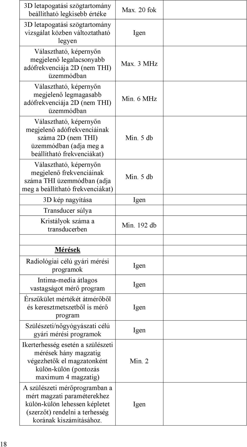 192 db Mérések Radiológiai célú gyári mérési programok Intima-media átlagos vastagságot mér program Érsz kület mértékét átmér l és keresztmetszetb l is mér program Szülészeti/n gyógyászati célú gyári