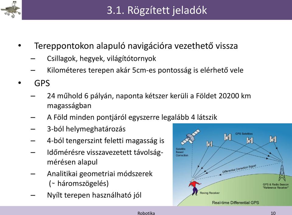 magasságban A Föld minden pontjáról egyszerre legalább 4 látszik 3-ból helymeghatározás 4-ból tengerszint feletti magasság