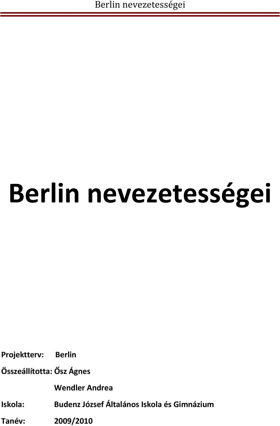 Wendler Andrea Iskola: Budenz József