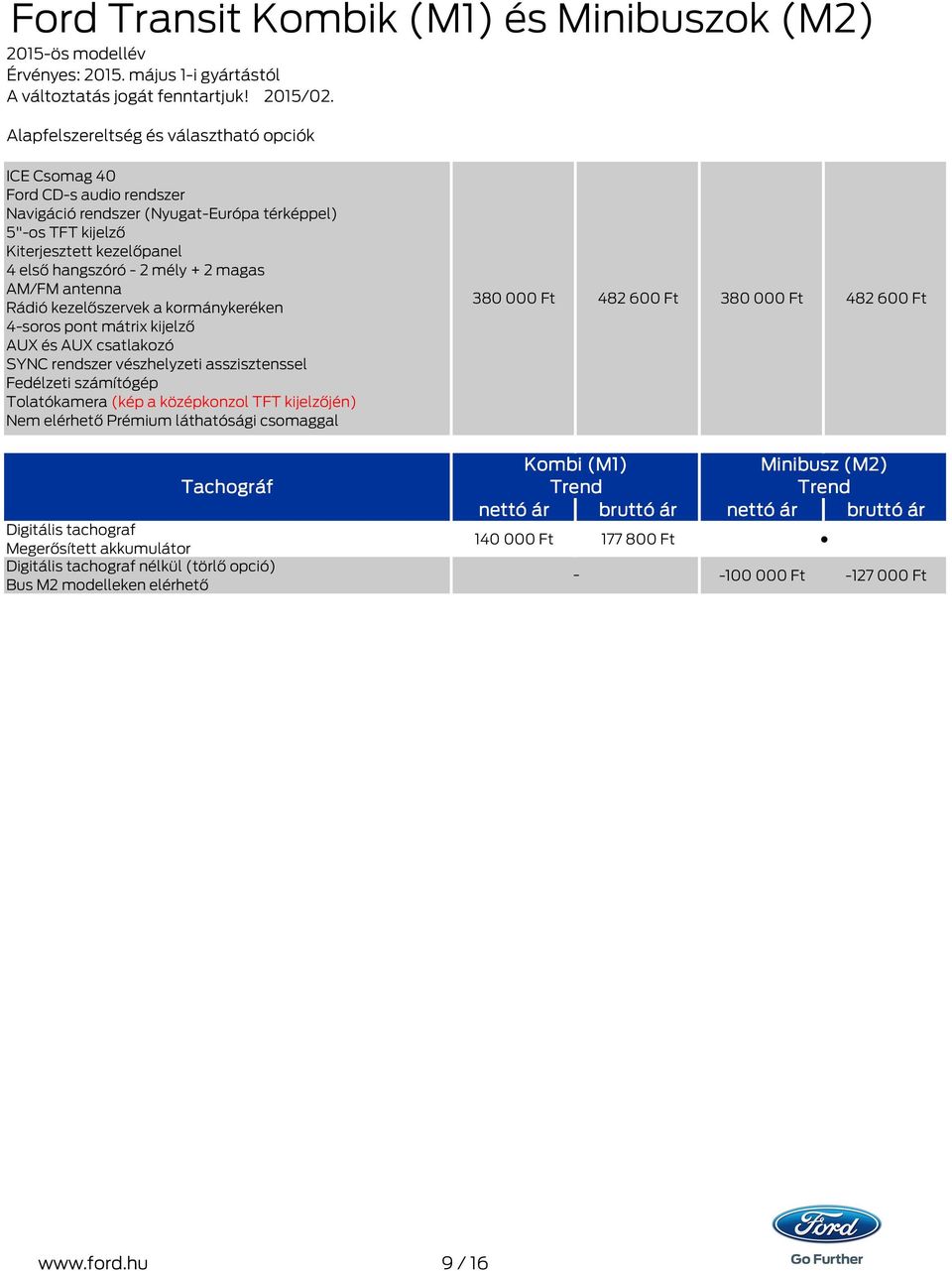 + 2 magas AM/FM antenna Rádió kezelőszervek a kormánykeréken 4soros pont mátrix kijelző AUX és AUX csatlakozó SYNC rendszer vészhelyzeti asszisztenssel Tolatókamera