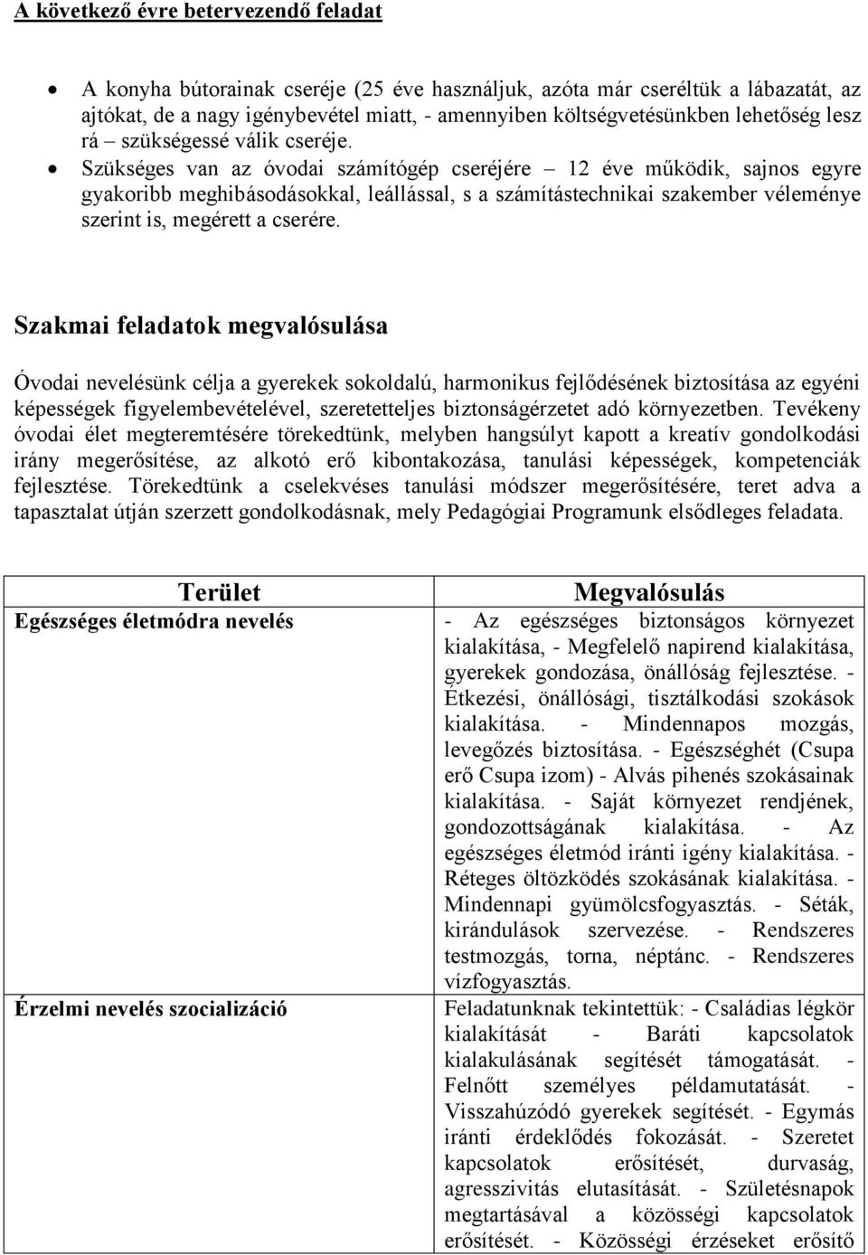 Szükséges van az óvodai számítógép cseréjére 12 éve működik, sajnos egyre gyakoribb meghibásodásokkal, leállással, s a számítástechnikai szakember véleménye szerint is, megérett a cserére.