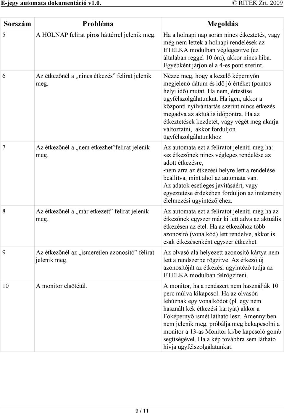 Egyébként járjon el a 4-es pont szerint. 6 Az étkezőnél a nincs étkezés felirat jelenik meg. Nézze meg, hogy a kezelő képernyőn megjelenő dátum és idő jó értéket (pontos helyi idő) mutat.