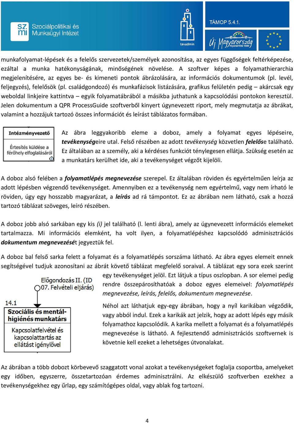 családgondozó) és munkafázisok listázására, grafikus felületén pedig akárcsak egy weboldal linkjeire kattintva egyik folyamatábrából a másikba juthatunk a kapcsolódási pontokon keresztül.