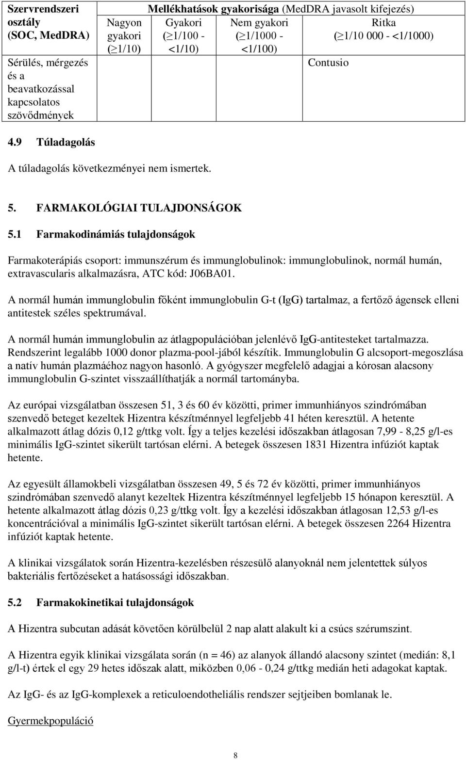 következményei nem ismertek. 5. FARMAKOLÓGIAI TULAJDONSÁGOK 5.