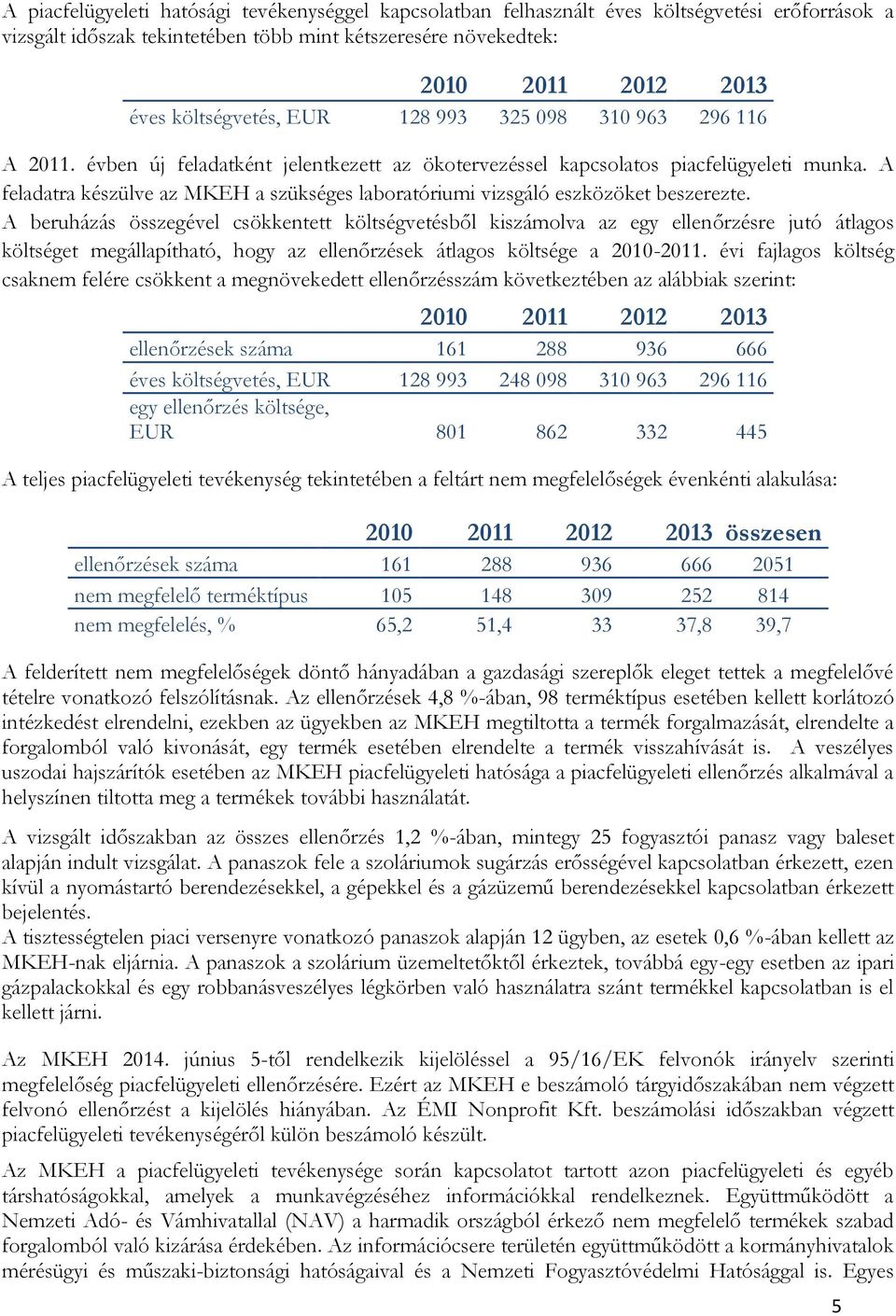 A feladatra készülve az MKEH a szükséges laboratóriumi vizsgáló eszközöket beszerezte.