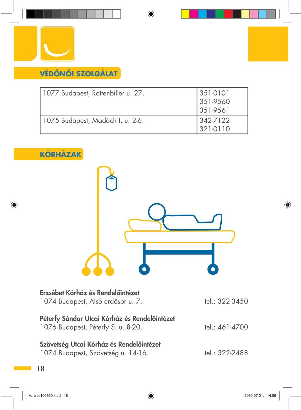 : 322-3450 Péterfy Sándor Utcai Kórház és Rendelôintézet 1076 Budapest, Péterfy S. u. 8-20. tel.