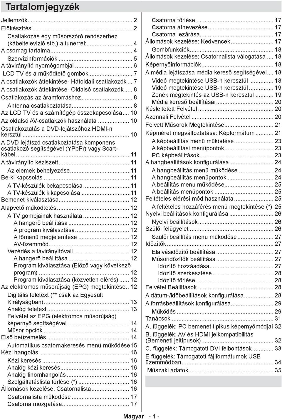 .. 8 Antenna csatlakoztatása... 8 Az LCD TV és a számítógép összekapcsolása... 10 Az oldalsó AV-csatlakzók használata... 10 Csatlakoztatás a DVD-lejátszóhoz HDMI-n kersztül.