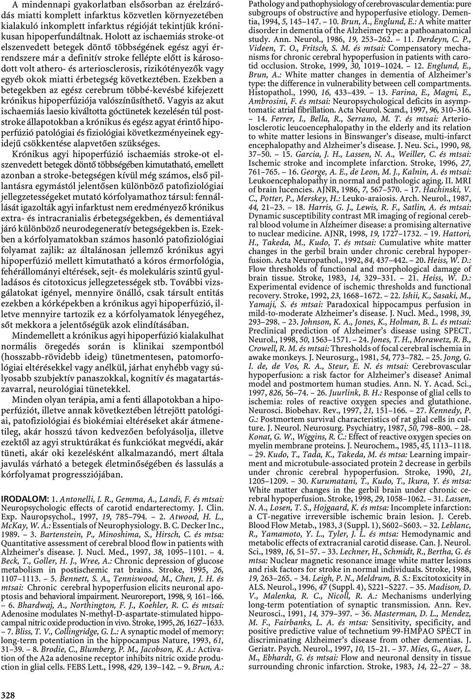 egyéb okok miatti érbetegség következtében. Ezekben a betegekben az egész cerebrum többé-kevésbé kifejezett krónikus hipoperfúziója valószínűsíthető.