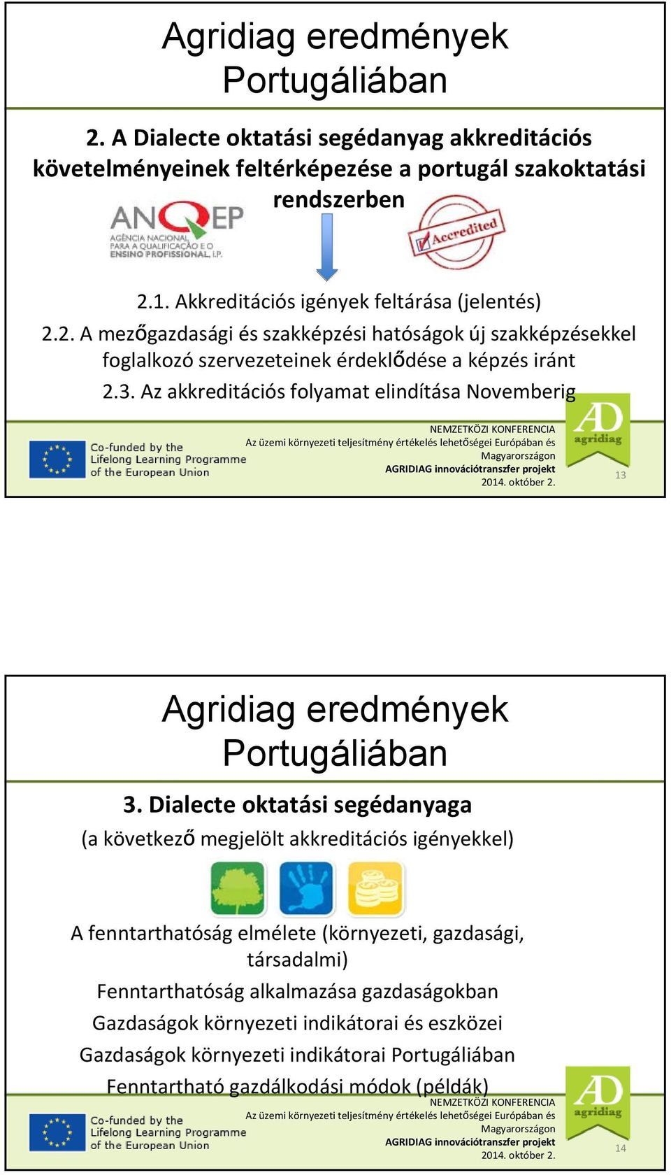 3. Az akkreditációs folyamat elindítása Novemberig 13 3.