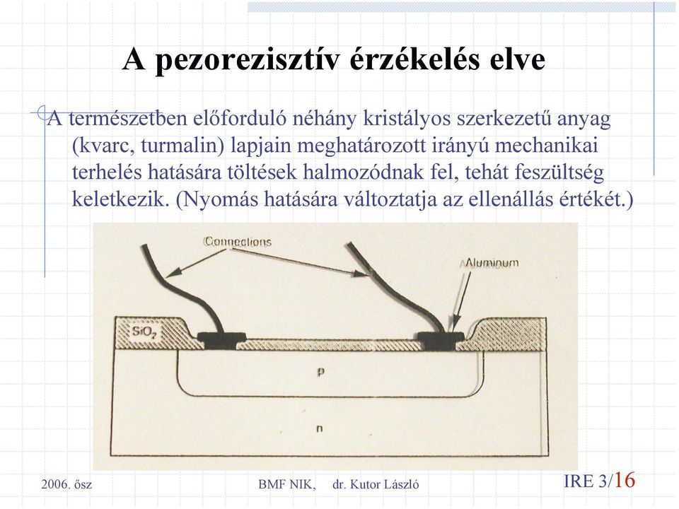 irányú mechanikai terhelés hatására töltések halmozódnak fel, tehát