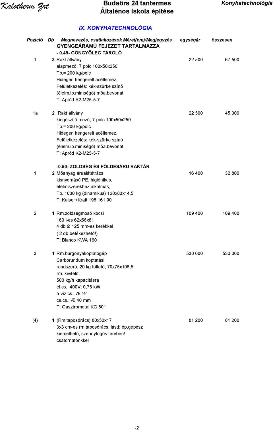 = 200 kg/polc Hidegen hengerelt acéllemez, Felületkezelés: kék-szürke színő (élelm.ip.minıségő) mőa.bevonat T: Apród K2-M25-5-7-0.