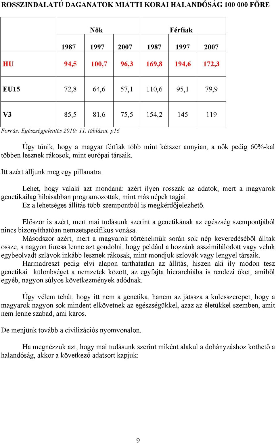 Itt azért álljunk meg egy pillanatra. Lehet, hogy valaki azt mondaná: azért ilyen rosszak az adatok, mert a magyarok genetikailag hibásabban programozottak, mint más népek tagjai.