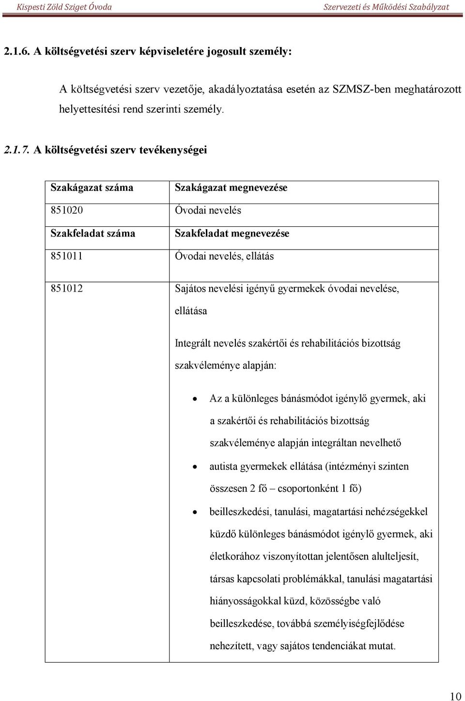 igényű gyermekek óvodai nevelése, ellátása Integrált nevelés szakértői és rehabilitációs bizottság szakvéleménye alapján: Az a különleges bánásmódot igénylő gyermek, aki a szakértői és rehabilitációs