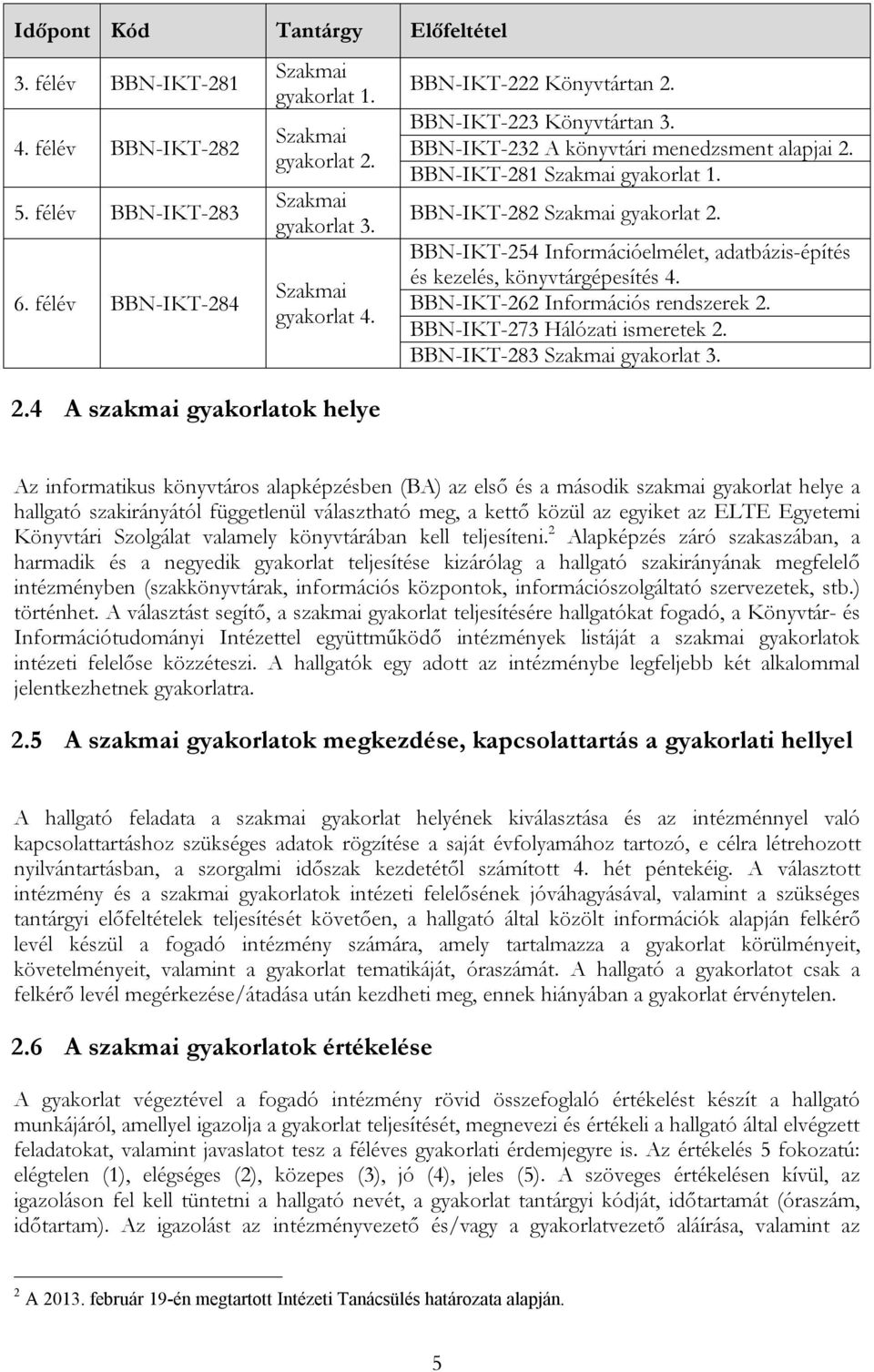 BBN-IKT-262 Információs rendszerek 2. BBN-IKT-273 Hálózati ismeretek 2.